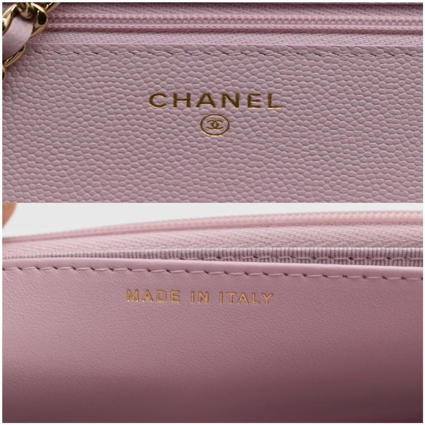 CHANEL CC WOC Caviar Leather Wallet On Chain Shoulder Bag Light Pink