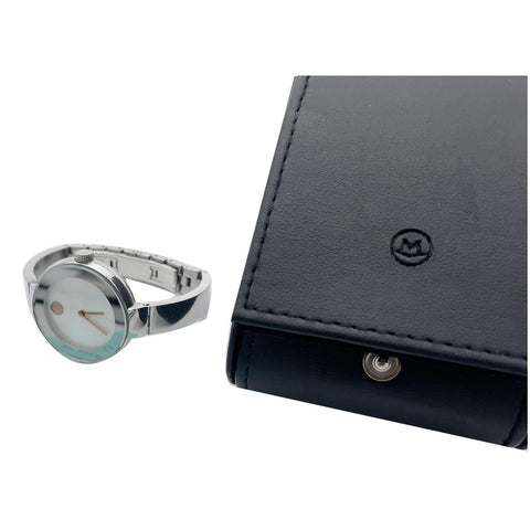 MOVADO Bold Bangle Swiss Bracelet SS Watch Silver Dial 33MM