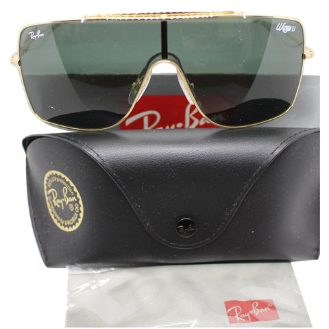 Ray-Ban Wings II Men Sunglasses Gold Frame/Dark Green Lens