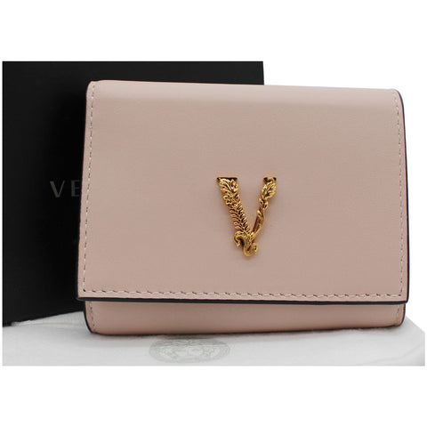 VERSACE Virtus Bifold Leather Wallet Light Pink
