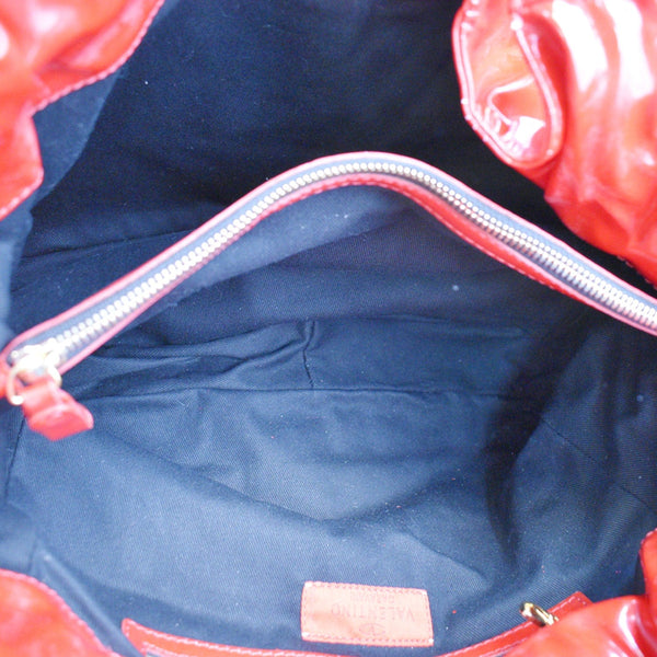 VALENTINO Nuage Bow Patent Leather Tote Bag Red