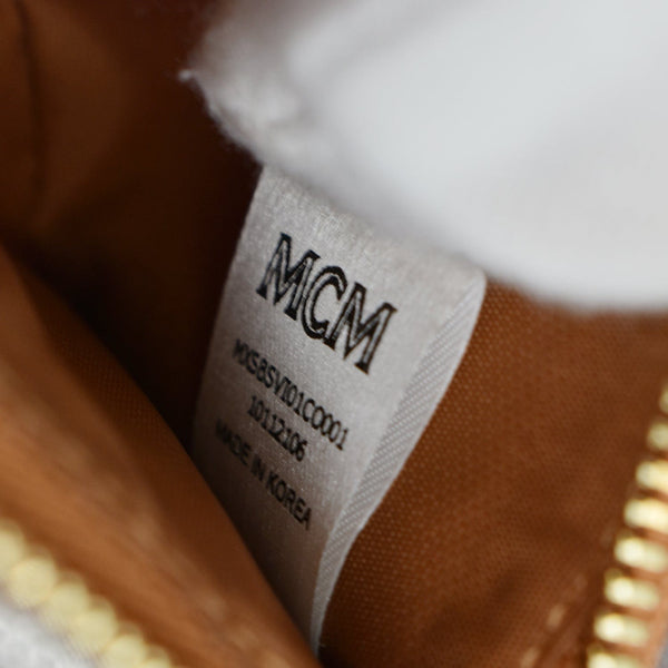 MCM Reversible Liz Medium Visetos Canvas Shopper Tote Bag Cognac