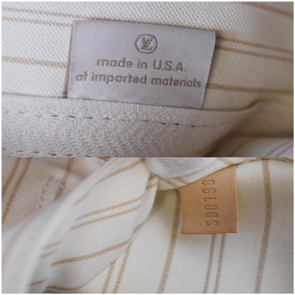 LOUIS VUITTON Neverfull MM Damier Azur Tote Shoulder Bag White