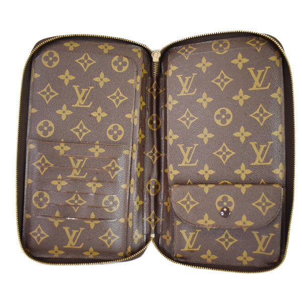 LOUIS VUITTON Monogram Escovedo Travel Case Long Wallet Brown