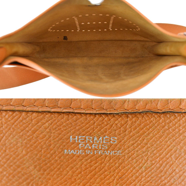 HERMES Evelyne PM Clemence Leather Crossbody Bag Orange