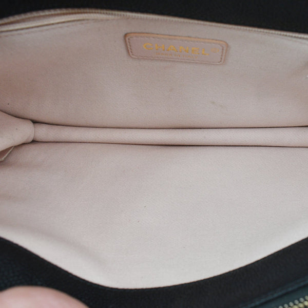 CHANEL Thread Around Caviar Leather Chain Flap Crossbody Bag Black