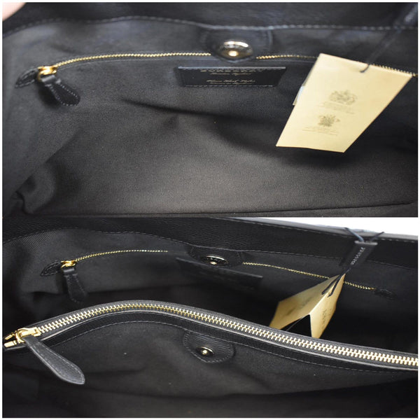 BURBERRY Large Banner House Check Leather Tote Shoulder Bag Black