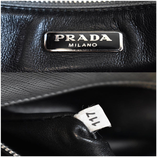 PRADA Saffiano Lux Leather Sound Shoulder Bag Light Grey