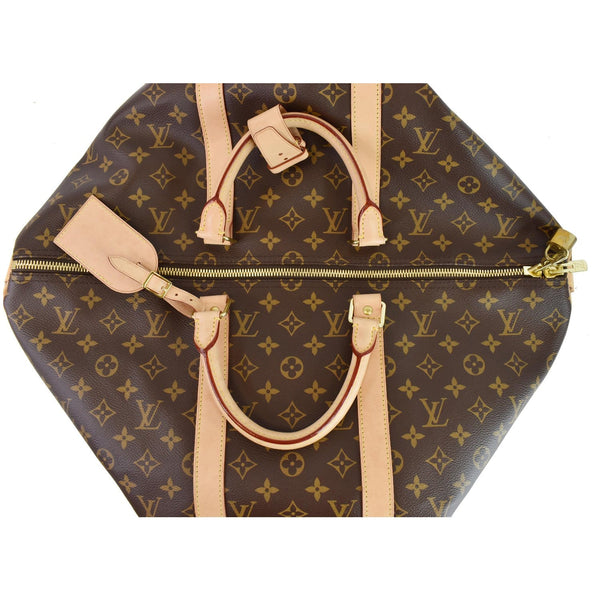 LOUIS VUITTON Keepall 50 Bandouliere Monogram Canvas Travel Bag Brown