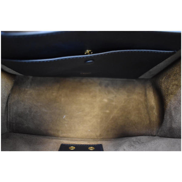 FENDI Kan U Medium Shearling Patent Leather Shoulder Bag Brown