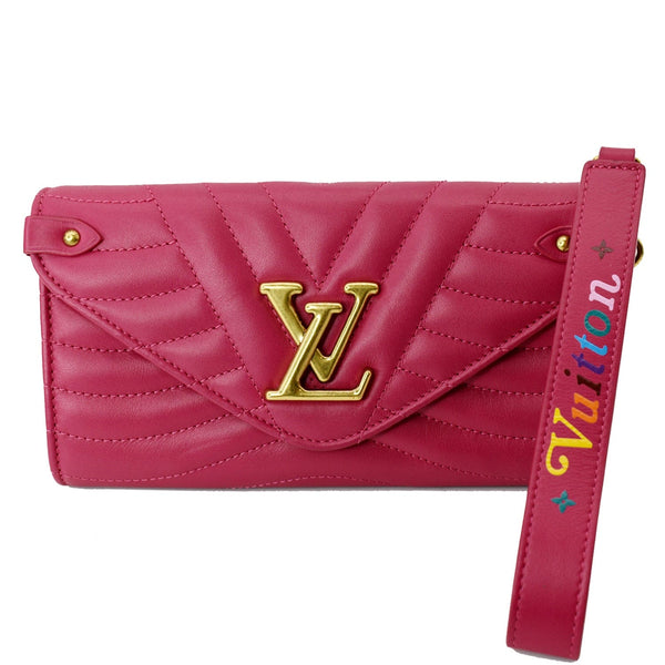 LOUIS VUITTON Love Lock New Wave Long Leather Wallet Pink
