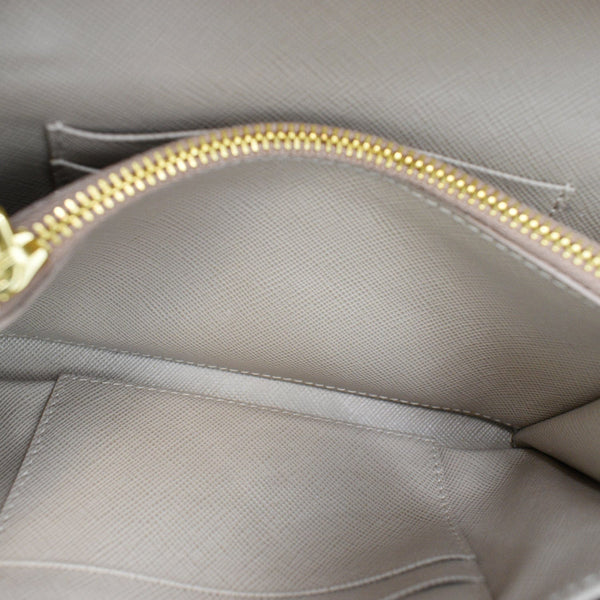 PRADA Mini Saffiano Leather Strap Crossbody Bag Natural