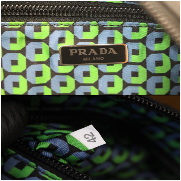 PRADA Logo Round Edge Nylon Cosmetic Wristlet Pouch Black 1NE021