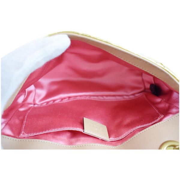 GUCCI GG Marmont Mini Pearl Studded Leather Shoulder Bag Gold 446744