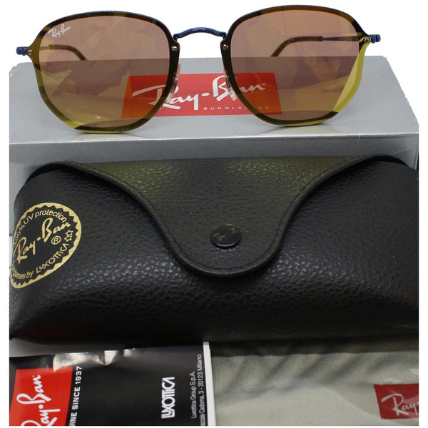 Ray-Ban Blaze Hexagonal Blue Sunglasses Gold/Orange