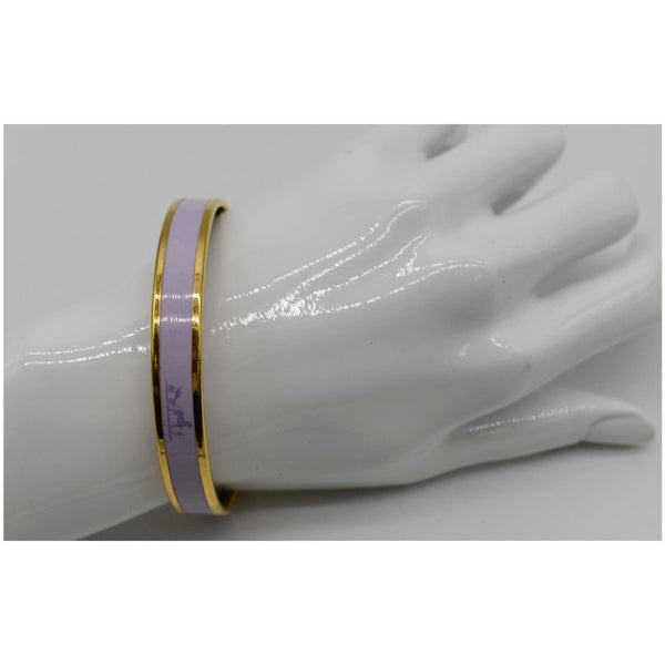 HERMES Enamel Printed Narrow Bangle Bracelet Light Purple