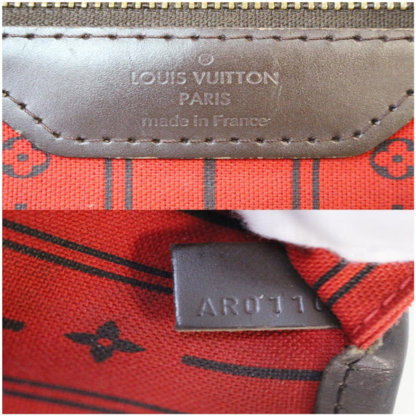 LOUIS VUITTON Neverfull MM Damier Ebene Tote Shoulder Bag Brown