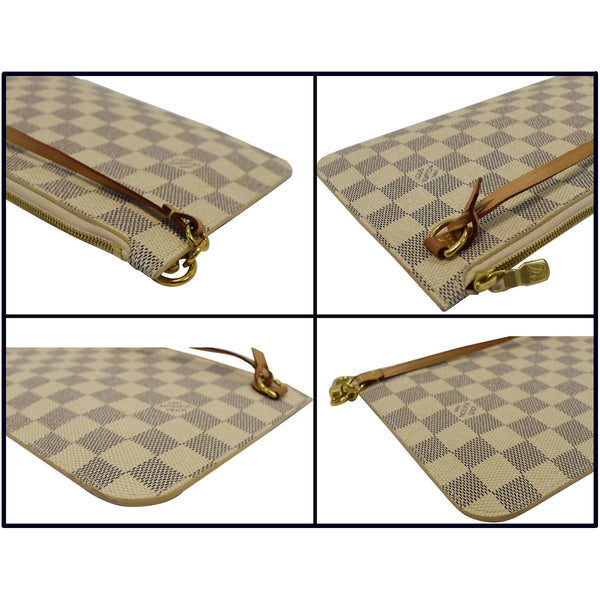 LOUIS VUITTON Pochette Wristlet Pouch Damier Azur Neverfull MM White