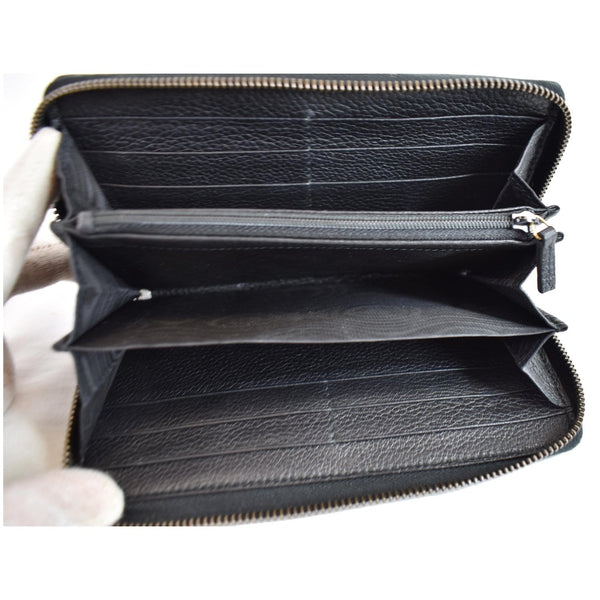 GUCCI Print Leather Zip Around Wallet Black 496317