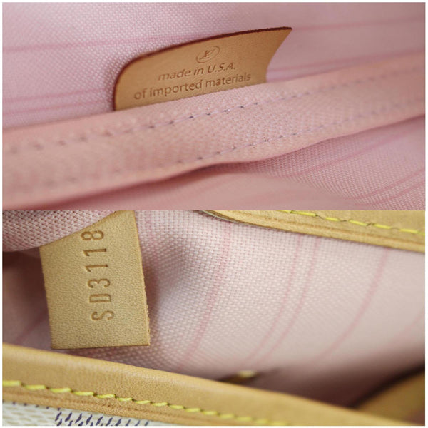 LOUIS VUITTON Neverfull MM Damier Azur Tote Shoulder Bag White