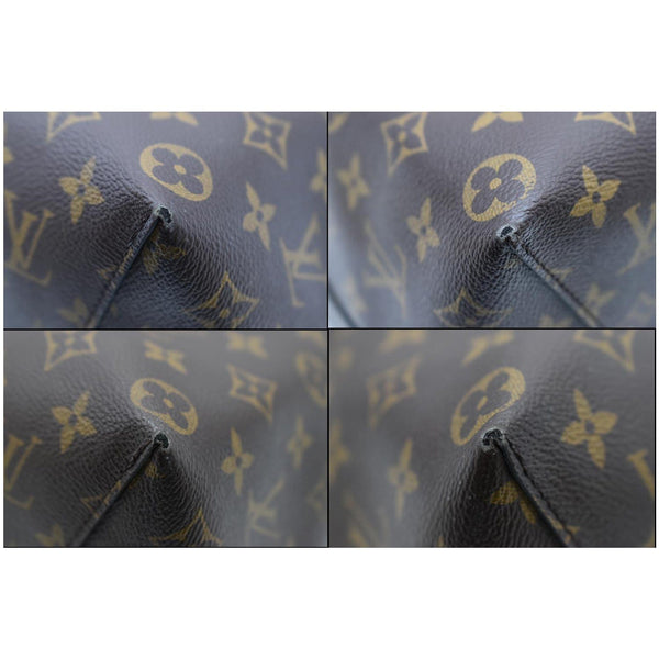 LOUIS VUITTON Flower Monogram Canvas Shoulder Hobo Bag Brown