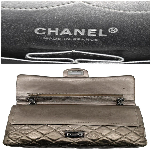 CHANEL 2.55 Reissue Aged Calfskin Leather Shoulder Bag Metallic Gold