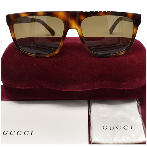 GUCCI GG0450S 003 Havana Ruthenium Sunglasses Brown Lens
