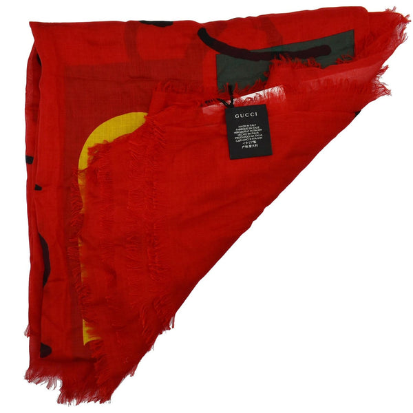 GUCCI Coco Capitan Logo Silk Scarf Red