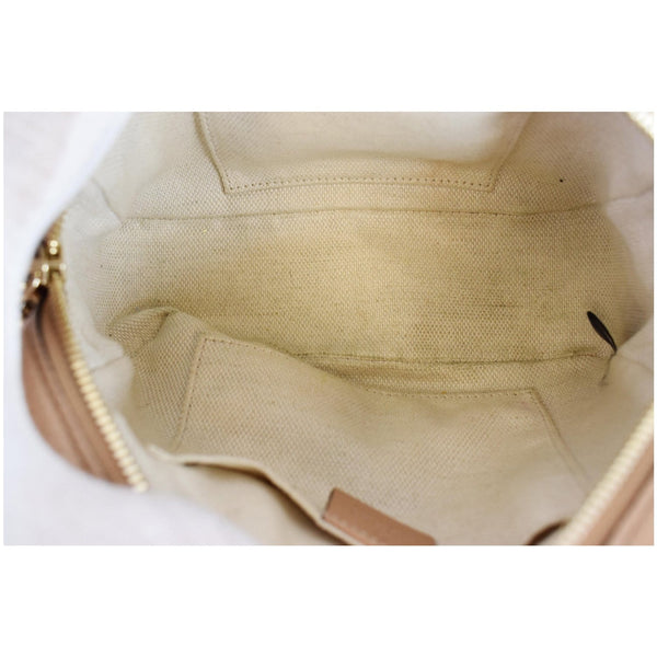 GUCCI Soho Disco Pebbled Leather Small Crossbody Bag Beige 308364