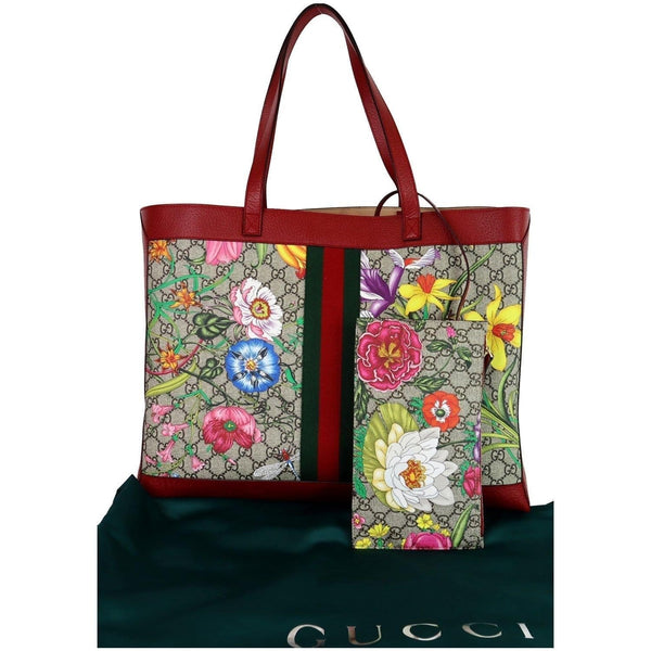 Gucci Ophidia GG Flora Medium Tote Bag For Women - double pocket