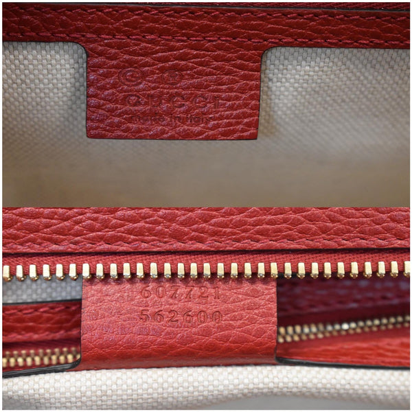 GUCCI Soho Disco Top Handle Pebbled Leather Shoulder Bag Red 607721