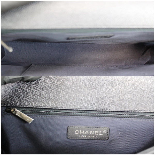 Chanel Boy New Medium Chevron Caviar Shoulder Bag Navy