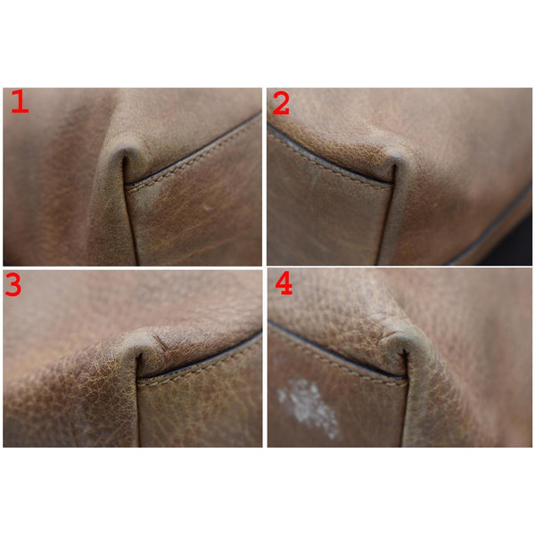 GUCCI Miss GG Pebbled Leather Hobo Bag Brown 323676