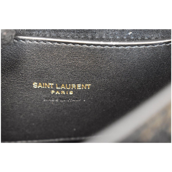 YVES SAINT LAURENT Kaia Small Crocodile Embossed Leather Satchel Bag Black