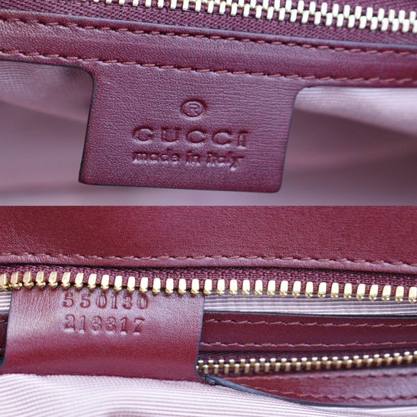 GUCCI Large Arli Leather Top Handle Shoulder Bag Burgundy 550130