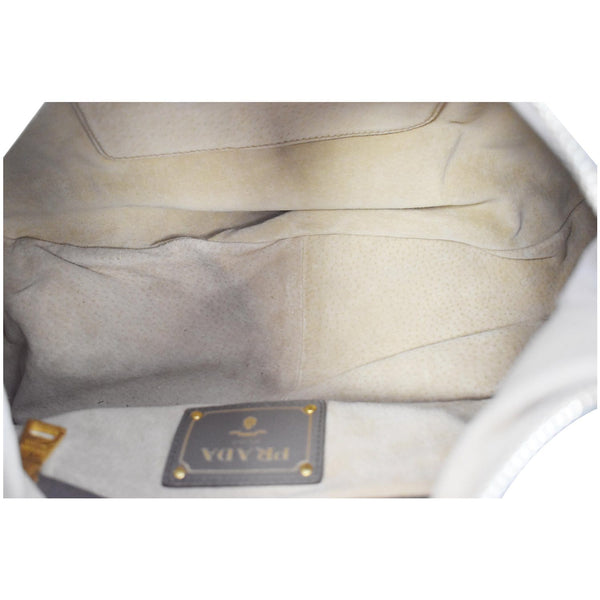 PRADA Vitello Daino Leather Hobo Bag Taupe