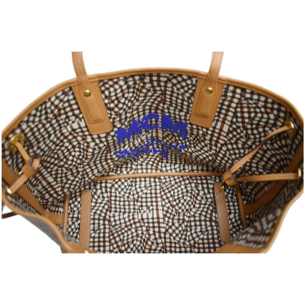 MCM Reversible Liz Visetos Canvas Shopper Tote Bag Cognac