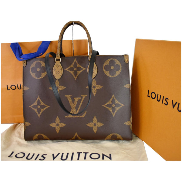 Louis Vuitton Onthego GM Reverse Monogram Canvas Bag - full front view