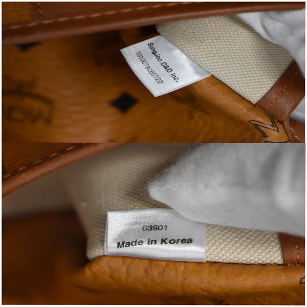 MCM Visetos Rudic Canvas Shopper Tote Bag Cognac Orange