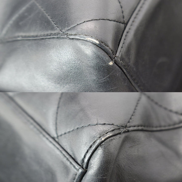 CHANEL Vintage Bekko Lambskin Leather Chain Tote Bag Black