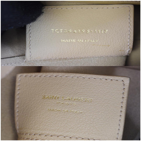 YVES SAINT LAURENT Leather Shopping Tote Bag Beige