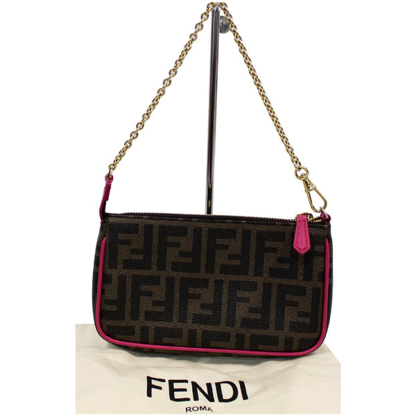 FENDI Spalmati Zucca Pochette Pouch Fuchsia