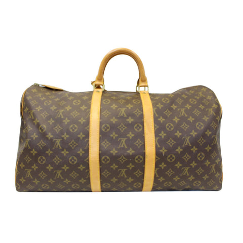LOUIS VUITTON Keepall 55 Monogram Canvas Travel Bag Brown Vintage-US