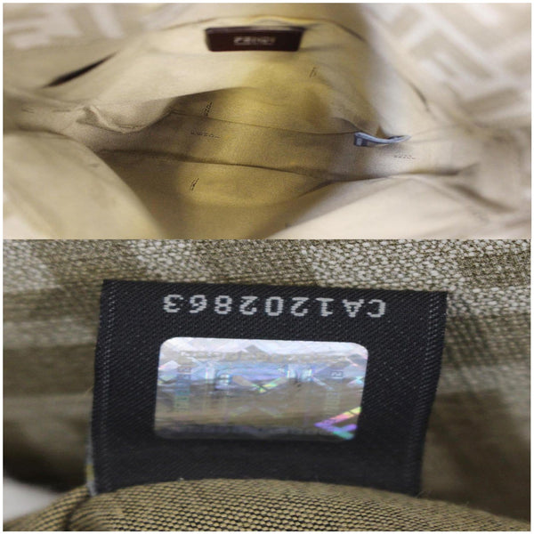 FENDI Zucca Flap Messenger Crossbody Bag Taupe