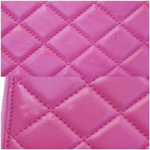 CHANEL Zip Around Lambskin Leather Large Organizer Wallet Pink
