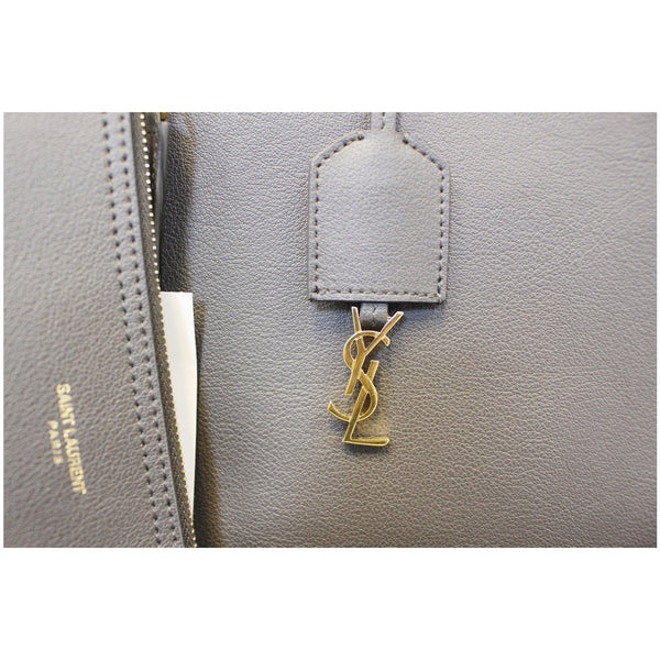 Yves Saint Laurent Shopping Tote Bag Leather Grey - close view