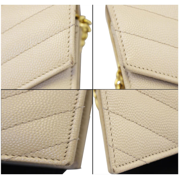 SAINT LAURENT Grain De Poudre Monogram Chain Wallet Powder-US