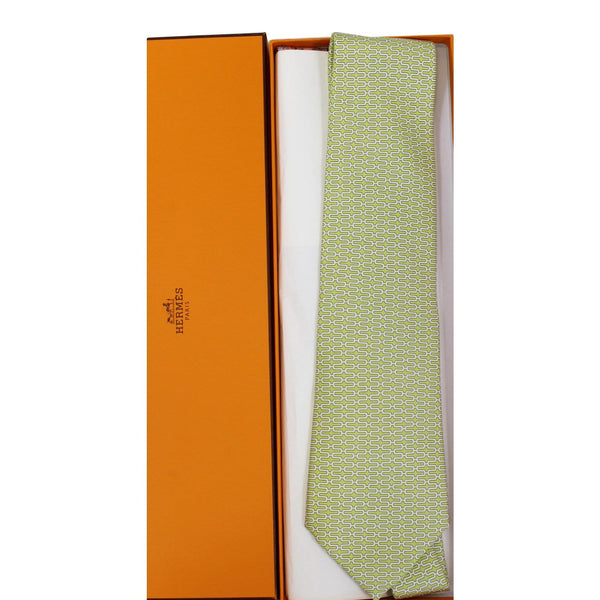 HERMES Men's Silk Neck Tie Lime