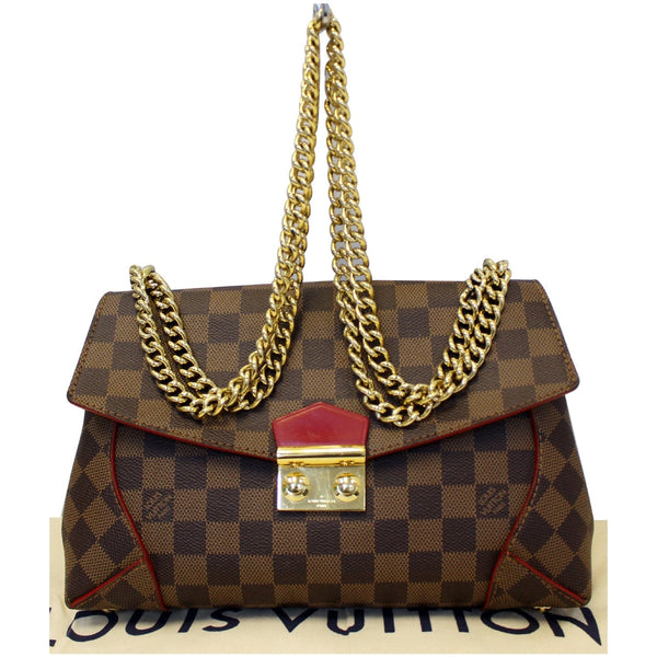 LOUIS VUITTON Caissa Chain Damier Ebene Clutch Shoulder Bag Brown