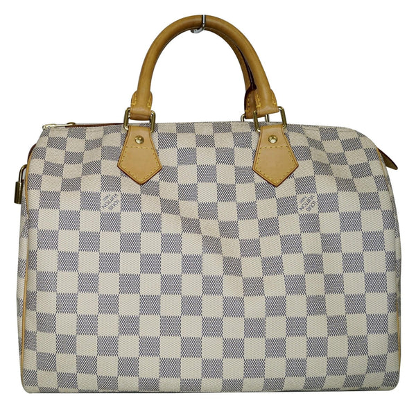 Louis Vuitton Speedy 30 Damier Azur Satchel Bag White front view